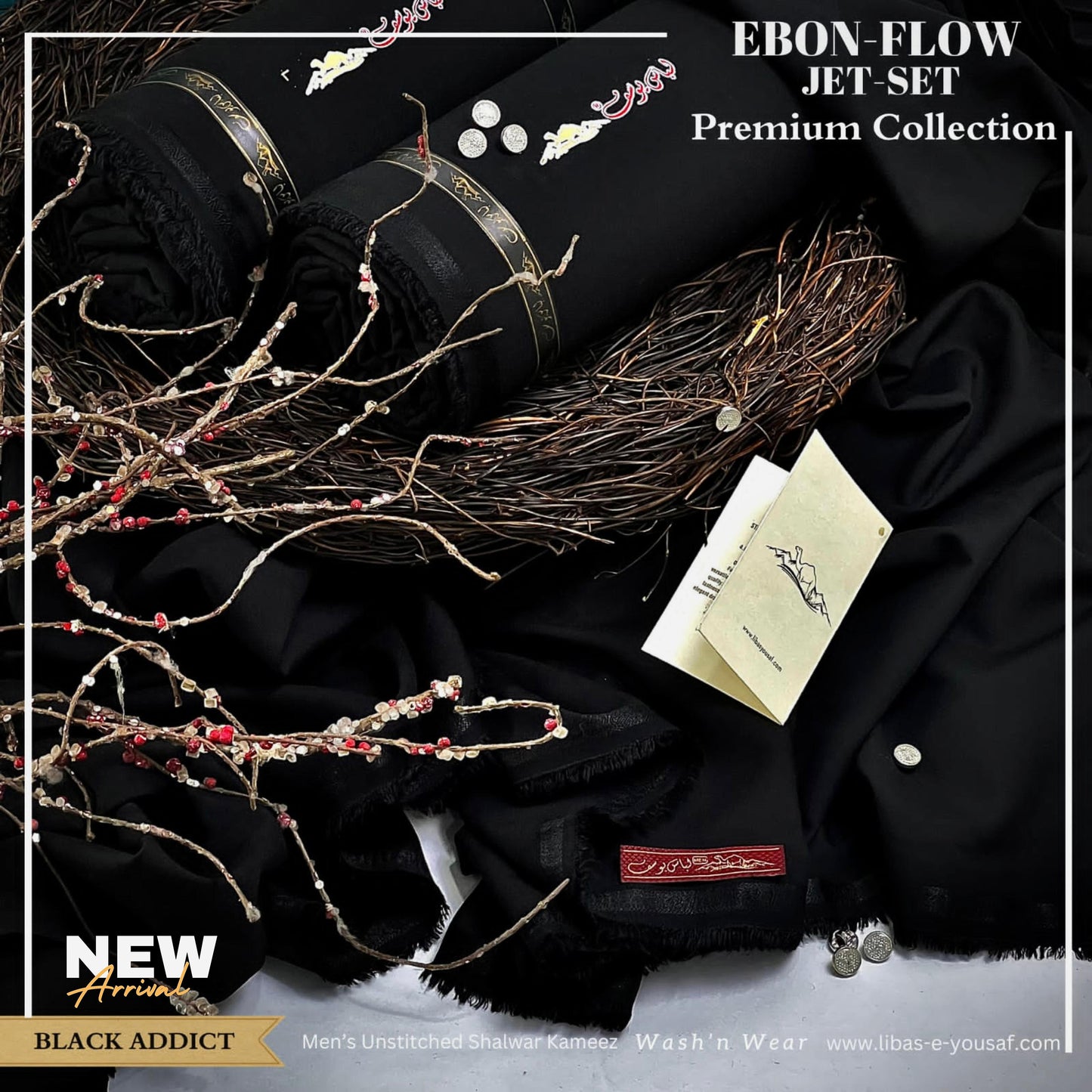 EbonFlow Suiting Jet Black - Unstitch Washing Wear